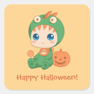 Adesivo Quadrado Primeiro Halloween, Dragão-Bebê-Bebê-Dragão-Di