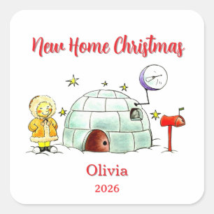 Adesivo Quadrado Primeiro Natal na Minha Nova Casa