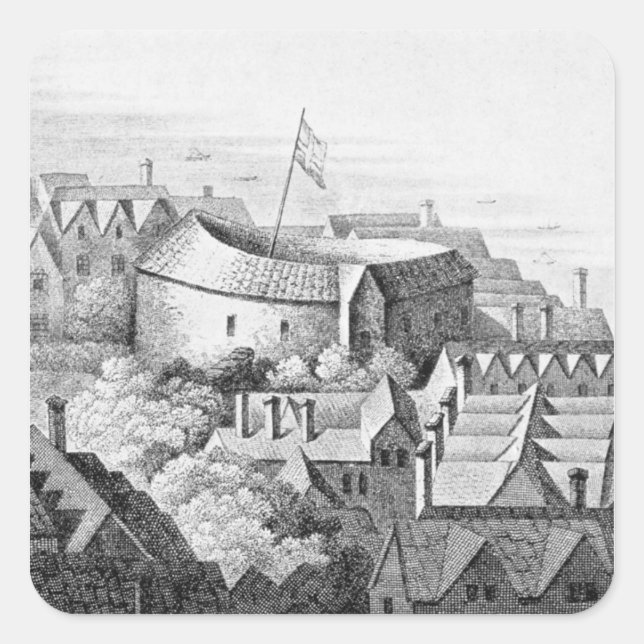 Adesivo Quadrado Primeiro Teatro do Globo ou Teatro de Rosa (Frente)