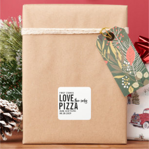 Adesivo Quadrado Primeiro Vem O Amor E Depois Vem A Pizza Festa de