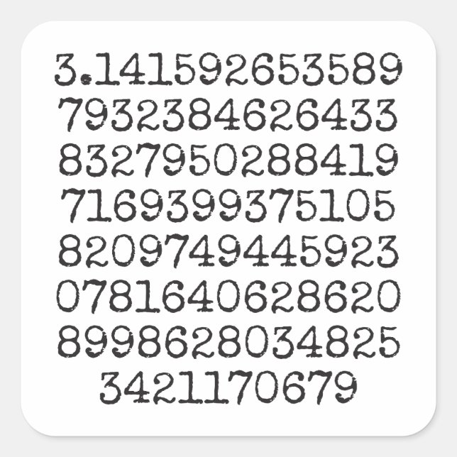 Adesivo Quadrado Primeiros 100 dígitos do Pi Sticker (Frente)