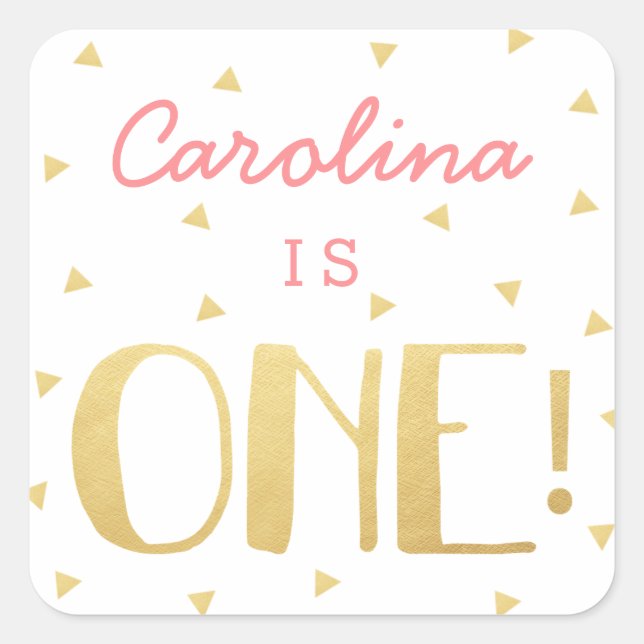 Adesivo Quadrado Primeiros aniversarios de triângulos de folhas dou (Frente)