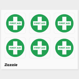 Adesivo Quadrado Primeiros Socorros (Cruz Branca) - Ambulância, Aj