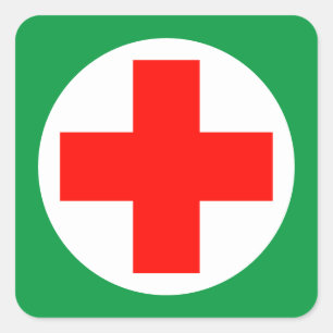 Adesivo Quadrado Primeiros socorros - Médico - Ambulância, Ajuda