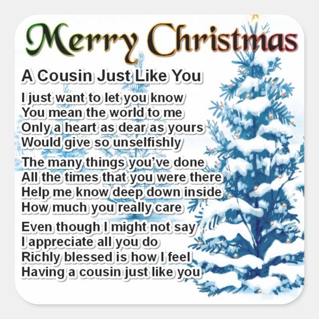 Adesivo Quadrado Primo Poem - design de Natal (Frente)