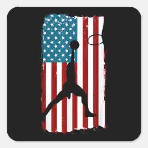Adesivo Quadrado Prin de atleta Patriótico de Bandeira Americana