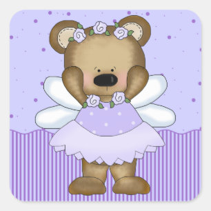 Adesivo Quadrado Princesa azul da fada do urso de ursinho