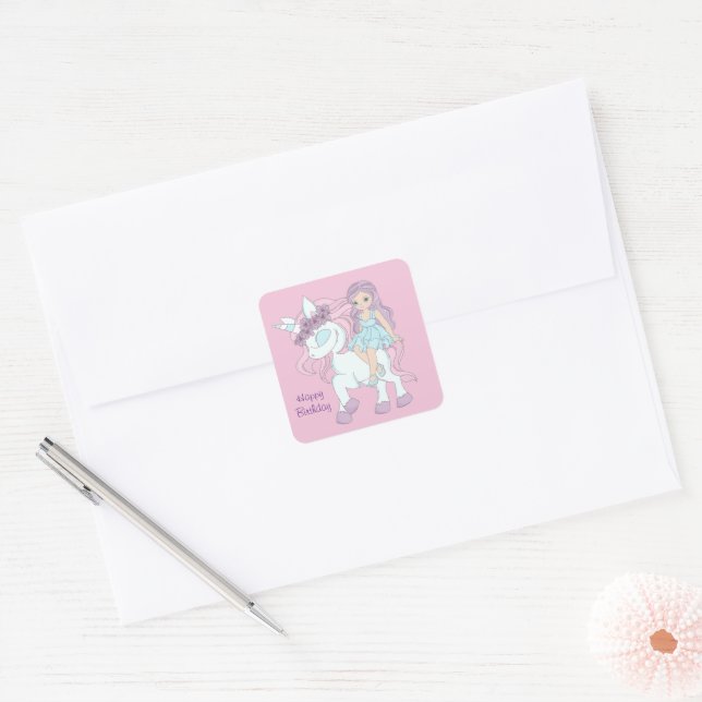 Adesivo Quadrado Princesa Birthday (Envelope)