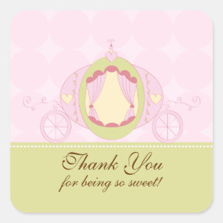 Adesivo Quadrado Princesa Birthday Square Sticker Obrigado