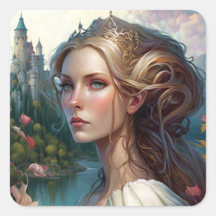Adesivo Quadrado Princesa Castle Fantasy Art