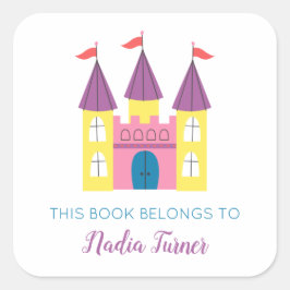 Adesivo Quadrado Princesa Castle Library Bookplate