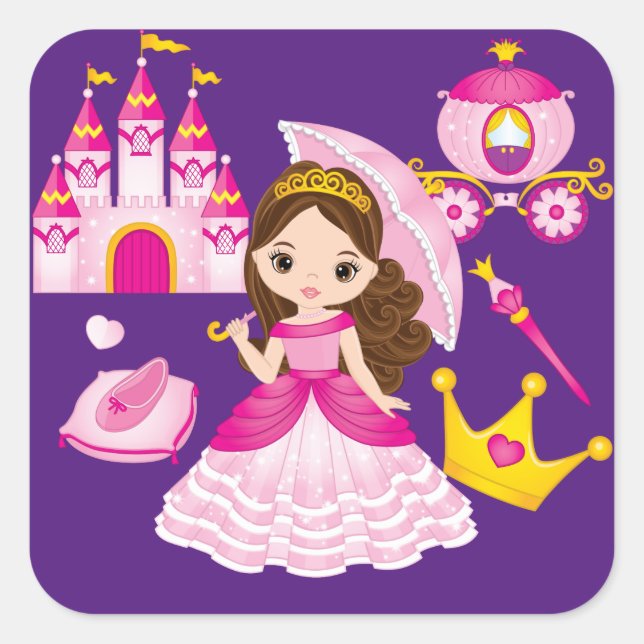 Adesivo Quadrado Princesa Castle Little Girls Queen Royalty (Frente)