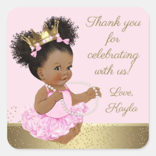 Adesivo Quadrado Princesa Chá de fraldas Favor Stickers