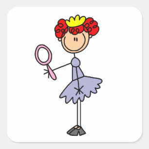 Adesivo Quadrado Princesa de Cabelo Vermelho