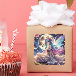 Adesivo Quadrado Princesa de Fada de Lua de Anime, em Jardim