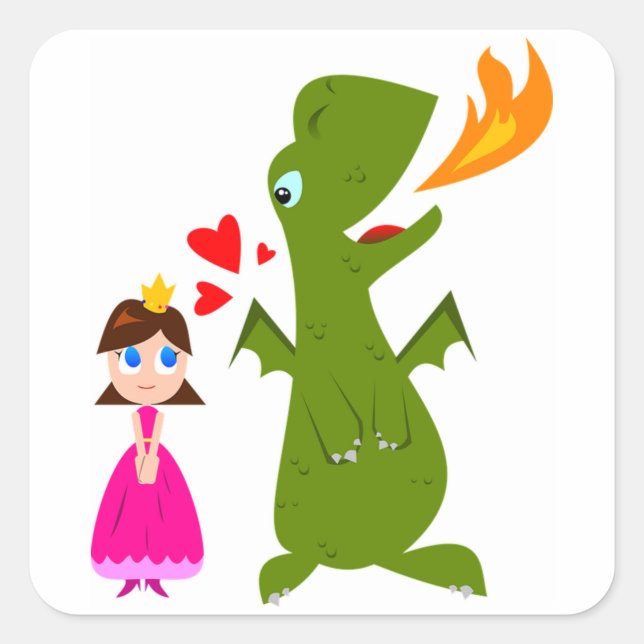 Adesivo Quadrado Princesa e Dragão (Frente)