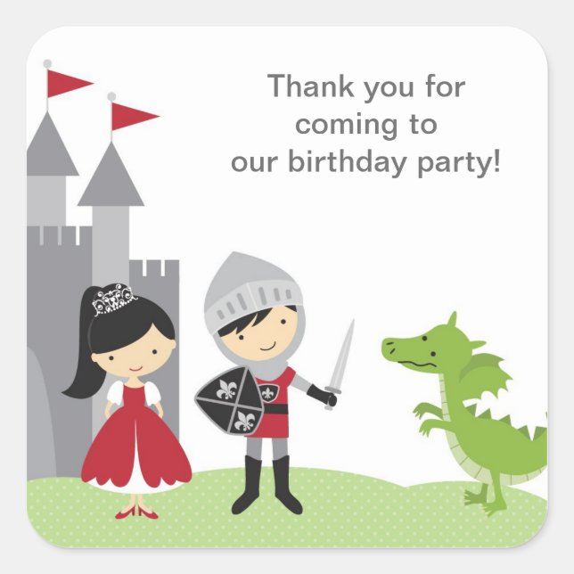 Adesivo Quadrado Princesa e Knight Stickers (Frente)