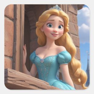 Adesivo Quadrado Princesa em Castelo