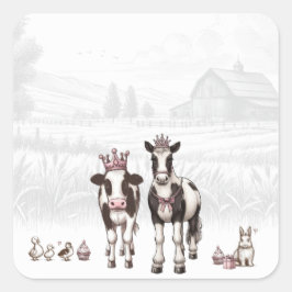 Adesivo Quadrado Princesa Festa de aniversário Animal