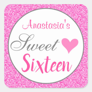 Adesivo Quadrado Princesa Glamour Rosa Brilhante Doce Dezesseis