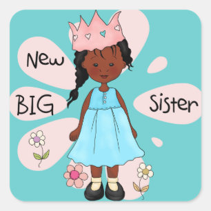 Adesivo Quadrado Princesa Irmã Africana Americana