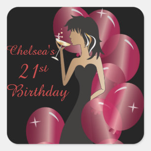 Adesivo Quadrado Princesa Menina da diva do aniversário ou da fest