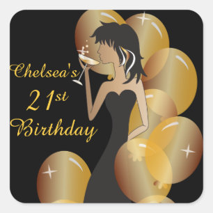 Adesivo Quadrado Princesa Menina da diva do aniversário ou da fest