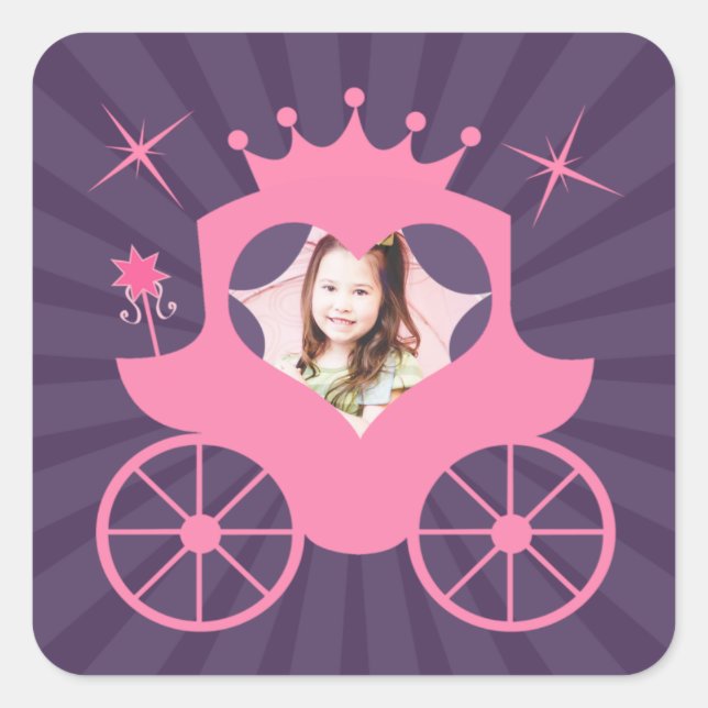 Adesivo Quadrado Princesa Photo Birthday Sticker (Frente)