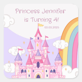 Adesivo Quadrado Princesa Royal Castle Festa de aniversário