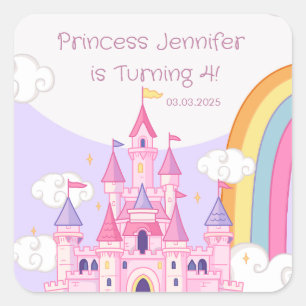 Adesivo Quadrado Princesa Royal Castle Festa de aniversário