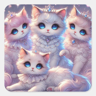 Adesivo Quadrado Príncipe e Princesa Cats Reais