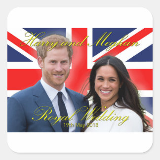 Adesivo Quadrado Príncipe Harry e Meghan Markle Casamento Real