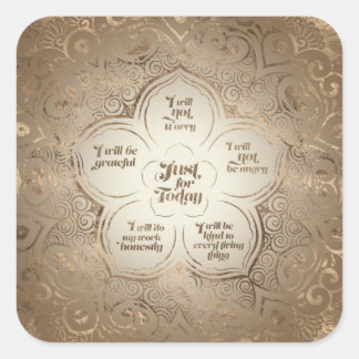 Adesivo Quadrado Princípios Reiki - Ouro dos preceitos Reiki Sheer