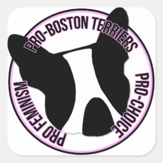 Adesivo Quadrado Pro Boston Terriers, Pro Feminismo, Escolha Pró-Es