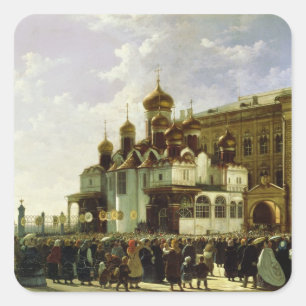 Adesivo Quadrado Procissão da páscoa no aviso de Maria