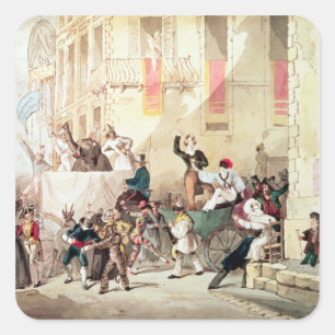 Adesivo Quadrado Procissão do circo em Italia, 1830