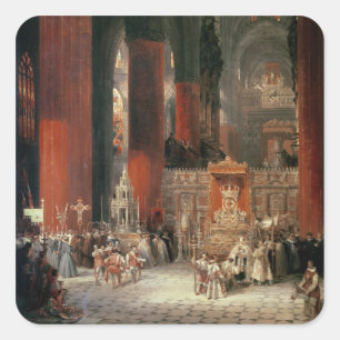 Adesivo Quadrado Procissão na catedral de Sevilha, 1833 (óleo no