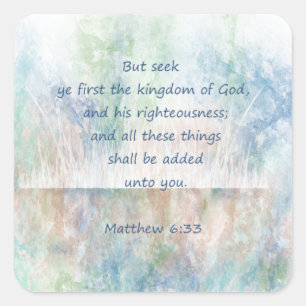 Adesivo Quadrado Procure o reino do verso da escritura da bíblia d