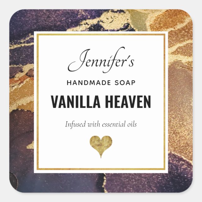 Adesivo Quadrado Produto Artístico Marble Elegante do Ouro (Frente)