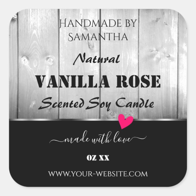 Adesivo Quadrado Produto de grão de madeira branca e negra Rotulage (Frente)