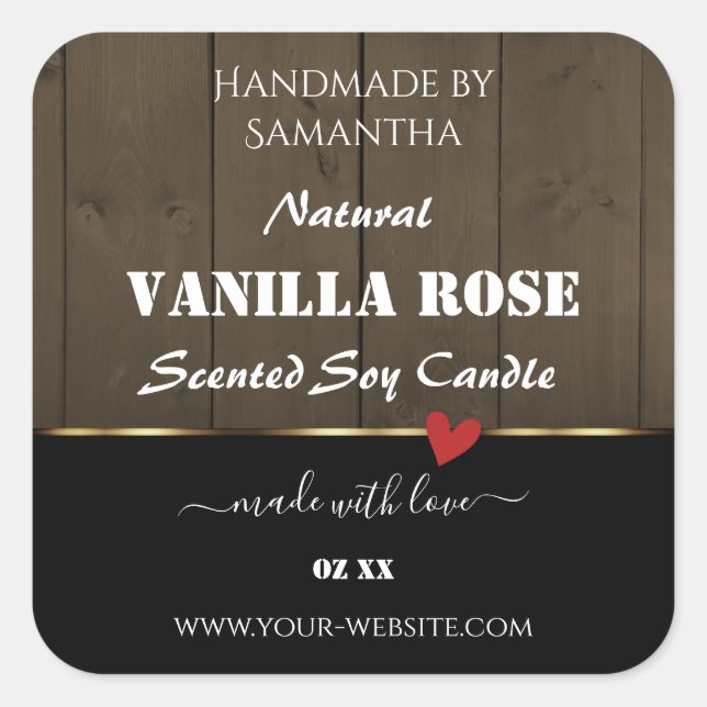 Adesivo Quadrado Produto de Grãos de Madeira Preto-Escuro, Castanho (Frente)