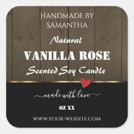 Adesivo Quadrado Produto de Grãos de Madeira Preto-Escuro, Castanho