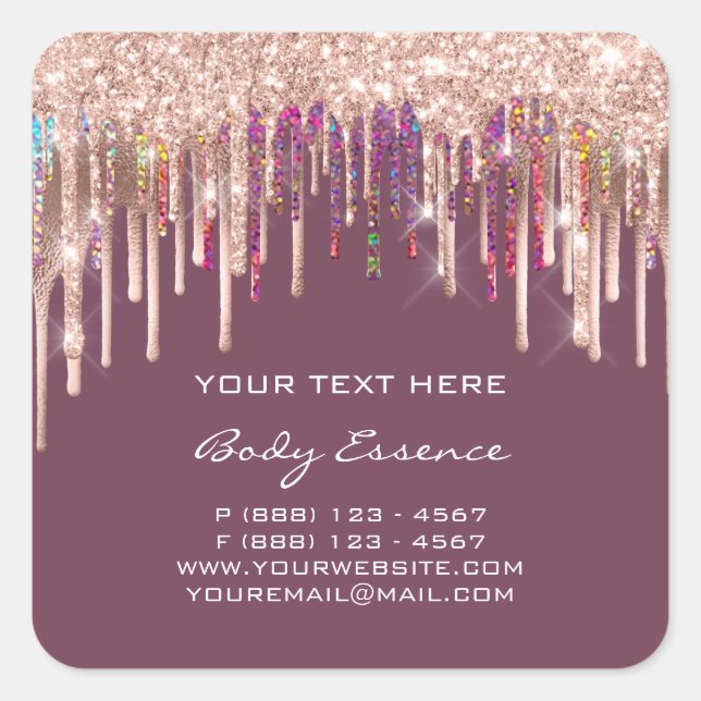 Adesivo Quadrado Produto de Rosa de Drives Holográficos de Makeup (Frente)