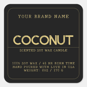 Adesivo Quadrado Produto de vela elegante preto minimalista