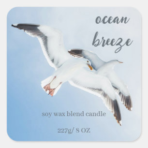 Adesivo Quadrado Produto Editável Gaivotas Brisa do Oceano