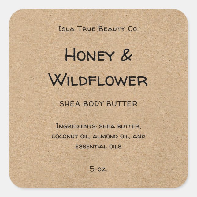 Adesivo Quadrado Produto Rustic Kraft Paper Natural Style Beauty (Frente)