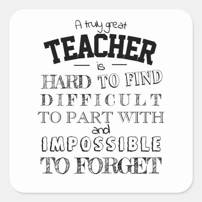 Adesivo Quadrado Professor bonito Obrigado Presente de Apreciação p (Frente)