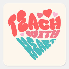 Adesivo Quadrado Professor com coração