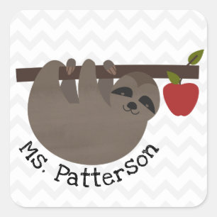 Adesivo Quadrado Professor de Apple Sloth Chevron
