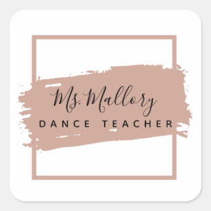 Adesivo Quadrado Professor de dança, preto e Rosa, personalizado D